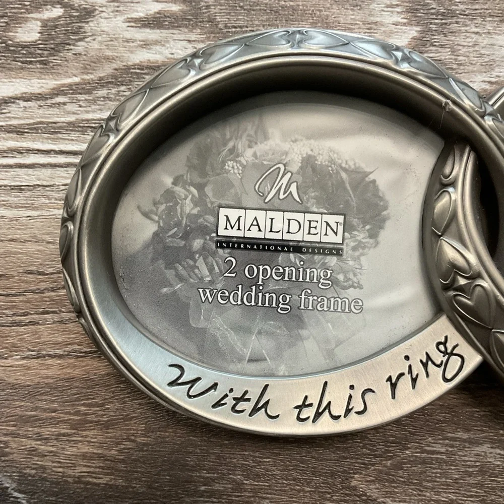 Malden Pewter Wedding Ring Picture Frame With This Ring I Thee Wed Engraving NEW